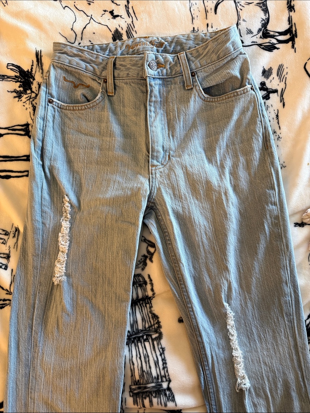 Kimes Ranch light blue distressed high-rise women's jeans